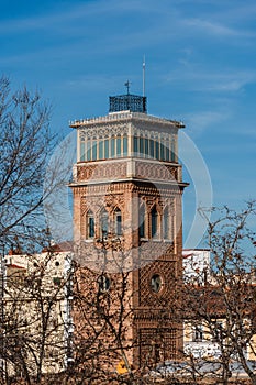 Neo-Mudejar style Tower of Aguirre School in Madrid