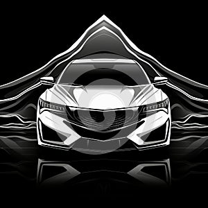 Neo-pop Acura Sports Car: Black, White, And Gold Colors