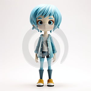 Neo-pop Figurative 3d Model Of A Blue Haired Child