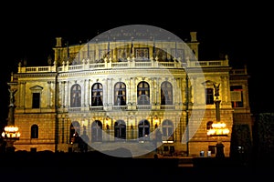 Neo-renaissance building Rudolfinum near Vltava