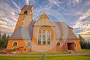 Neo-Romanesque church in Skomielna Biala, Poland