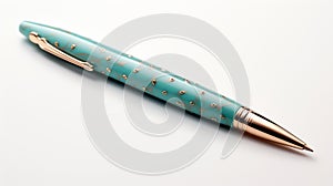 Neo-traditional Japanese Gold Pen With Aqua Dots - Meticulous Attention To Detail