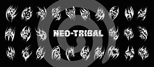 Neo tribal shapes. Y2k trend, gothic abstract elements photo