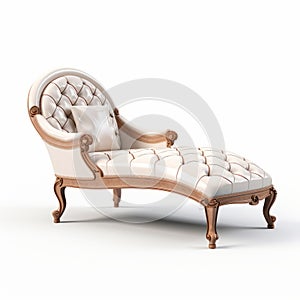 Neo-victorian Chaise Lounge 3d Render With Beige Ottoman