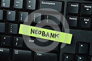 NEOBANK write on sticky notes isolated on office desk
