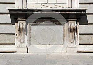 Neoclassic ashlar wall, high contrast photo
