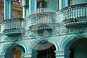 Neoclassical architecture in mint green