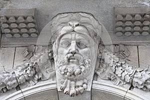 Neoclassical building Somerset House in the district Covent Garden, relief on facade, London, United Kingdom