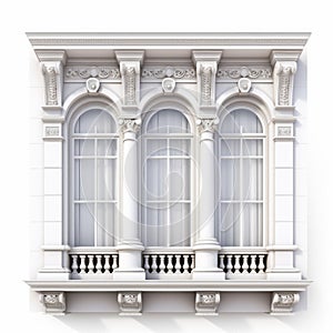 Neoclassical European Decorative Windows 3d Rendering