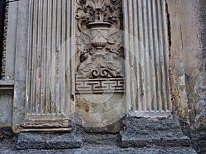 Neoclassical Moulded Decorative Features on Old House, Bucharest, Romania photo