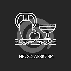 Neoclassicism chalk white icon on black background photo