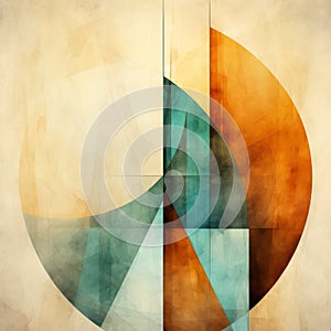 Neoclassicism Digital Watercolor: Exploring Psychology Through Minimalist Shapes And Balanced Colors photo