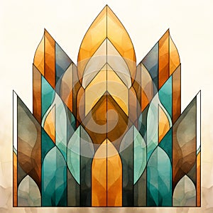 Neoclassicism Digital Watercolor Psychology: Mid-century Minimalist Art With Symmetrical Shapes