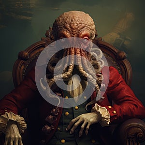 Neoclassicism Minimalism: The Kraken Humanoid On A Baroque Maritime Chair