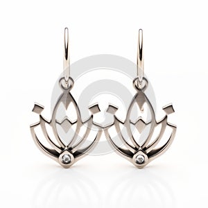 Neoclassicist Inspired 14kt White Gold Lotus Crystal Earrings