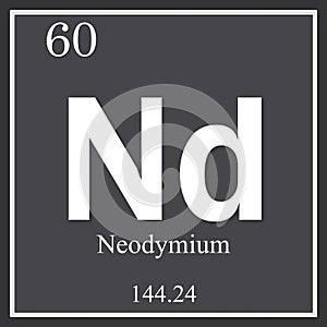 Neodymium chemical element, dark square symbol