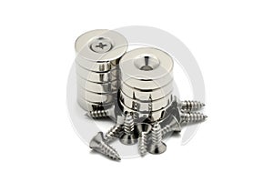 Neodymium magnet 20mm x 5mm with screw photo