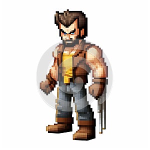 Neogeo Style Wolverine Pixel Art Vector Sculpture For 3d 8 Bit Cartoon