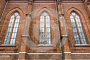 Neogothic building with big windows photo
