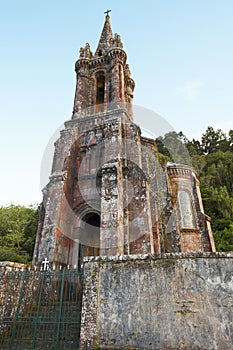 Neogothic chapel in Furnas lake. Sao Miguel. Portugal