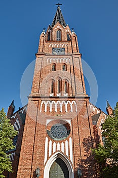 Neogothic red brick church in Pori. Finland. Suomi. Europe photo