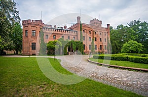 Neogothic residence castle in rzucewo, Poland. photo