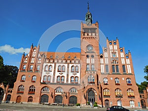 The neogothic townhall in Slupsk, northern Poland