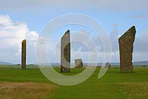 The Neolithic henge site, the Standing Stones of Stenness, Orkney, Scotland, UK photo