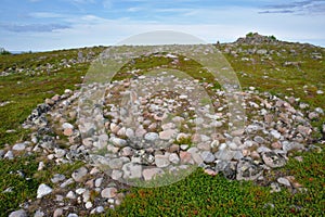 Neolithic labyrinth located at Oleshin Island, Kuzova Archipelago, White Sea, Russia.