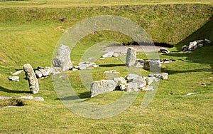 Neolithic or Stone Age buildings in JArlshof, Scotland