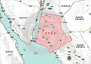 Neom city Tabuk Province Saudi Arabia Administrative Map photo