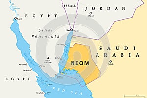 NEOM, megacity project in Saudi Arabia, political map