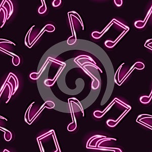 Neom music notes seamless pattern. Vector 10 EPS illustration.