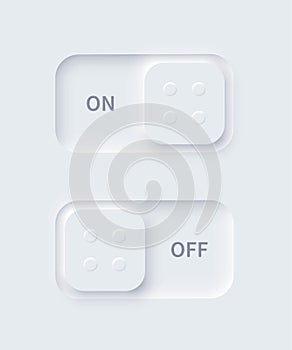 Neomorphism on off button realistic vector design