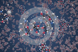 Neomycin molecule, scientific molecular model, 3d rendering