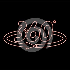 Neon 360 degree rotation arrow Concept full view icon black color vector illustration flat style image red color vector