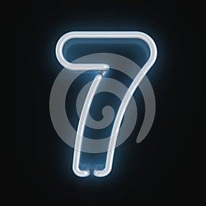 Neon 3d font number 7