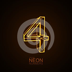 Neon 3D number 4