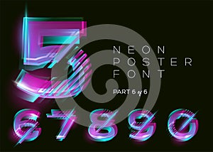Neon 3D Typeset. Glowing Text Effect. Vibrant Bright Colors.