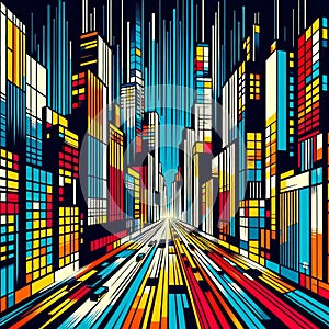 neon abstract cityscapes