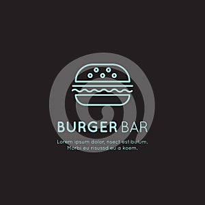 Neon Acid Logo of Fast Food Shop, Urban Place, Burrito, Burger, Sandwich or Hot Dog Bar