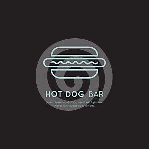 Neon Acid Logo of Fast Food Shop, Urban Place, Burrito, Burger, Sandwich or Hot Dog Bar