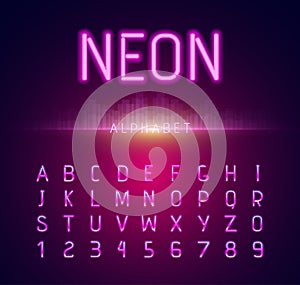 Neon Alphabet Font Style Flat Design