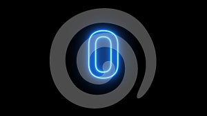 Neon alphabet O glowing font Blue Light flicking