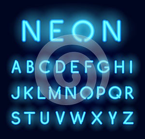 Neon alphabet. Vector realistic glowing letters