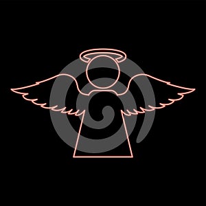 Neon angel with fly wing red color vector illustration image flat style