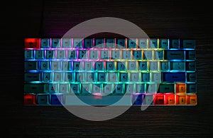 Neon arcade computer keyboard background