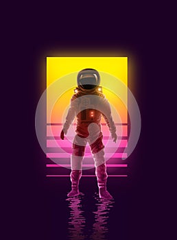 Neon Astronaut Spaceman Background Design