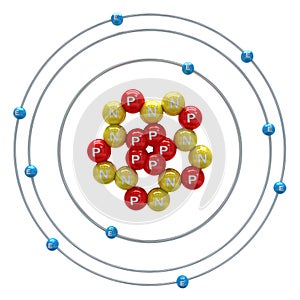 Neon atom on white background