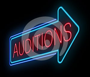 Neon auditions sign.